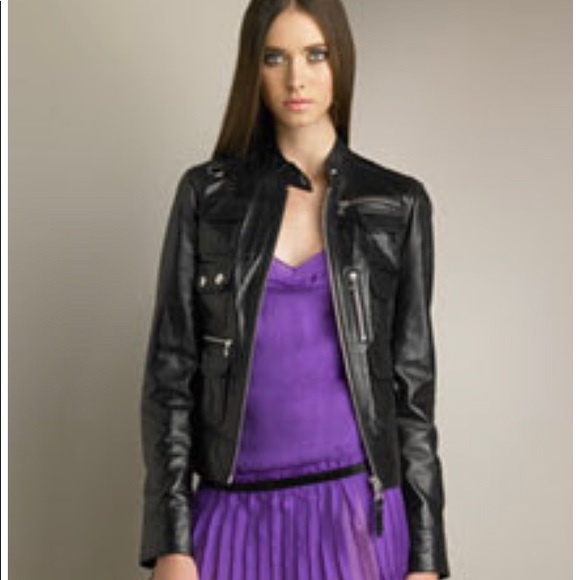 D&G | Dolce & Gabbana Black Leather Moto Jacket | Size 40 IT (US 4) - Picture 2 of 10